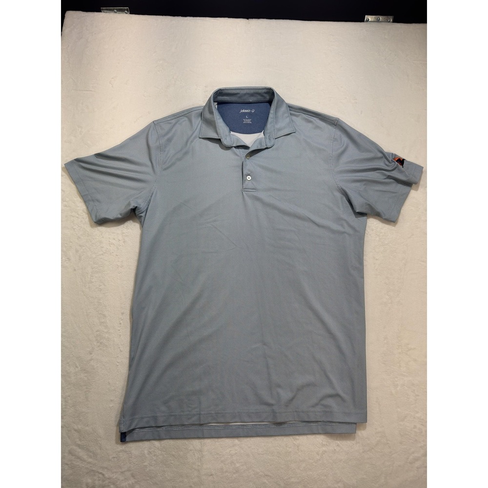Johnnie-O Polo Shirt Mens Large‎ Blue Micro Print Golf Performance Stretch